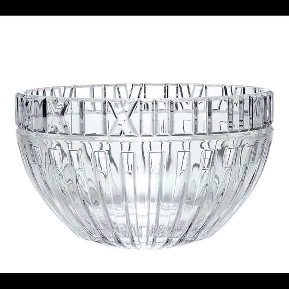 TIFFANY & CO. CRYSTAL ATLAS BOWL 10” ROUND 5.11 HIGH ROMAN NUMERAL PATTERN - Picture 4 of 8